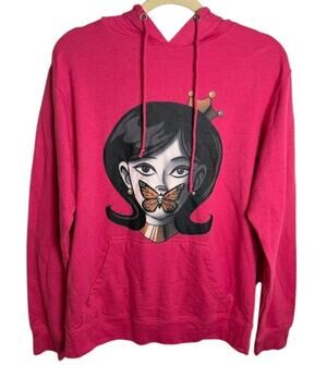 TeePublic The Silence of the Monarch Pink Hoodie Fishmas Graphic Butterfly‎ M